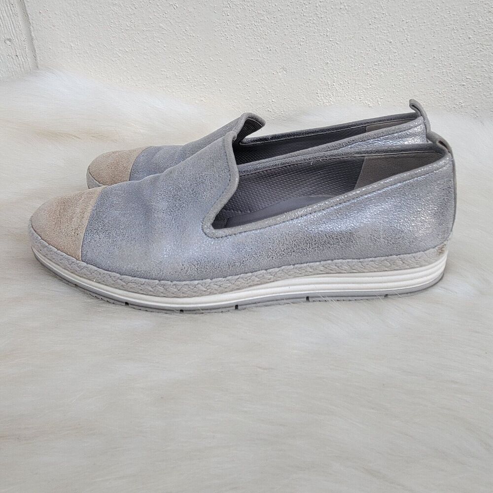 Paul Green gold/silver combo metallic espadrille flat loafer size: US 7.5